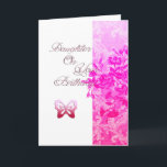 Birthday Daughter (rosa) Karte<br><div class="desc">Rosa Blüte mit Schmetterlingen Geburtstagstochter-Karte.</div>