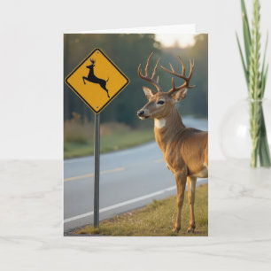 Birthday Deer Crossing Sign Karte