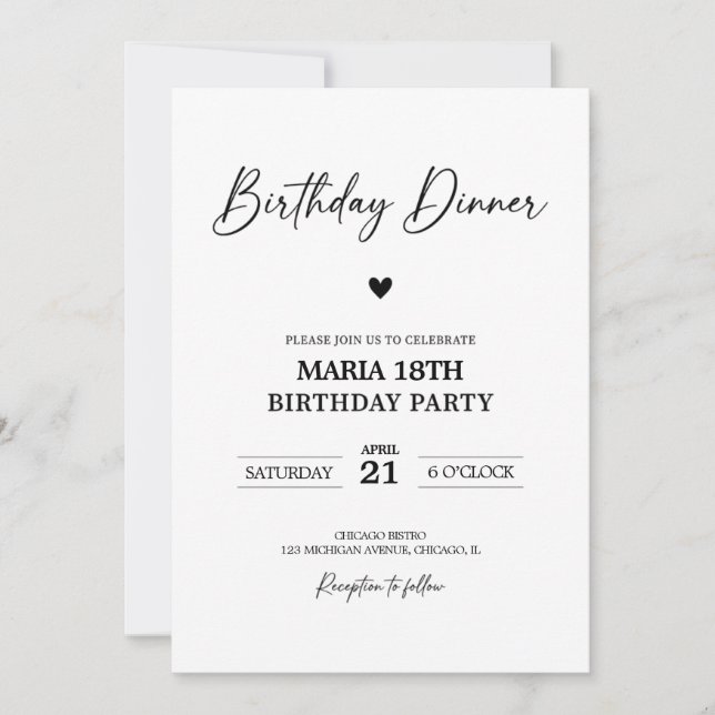 Birthday Dinner Invitation for Adults Editable (Devant)