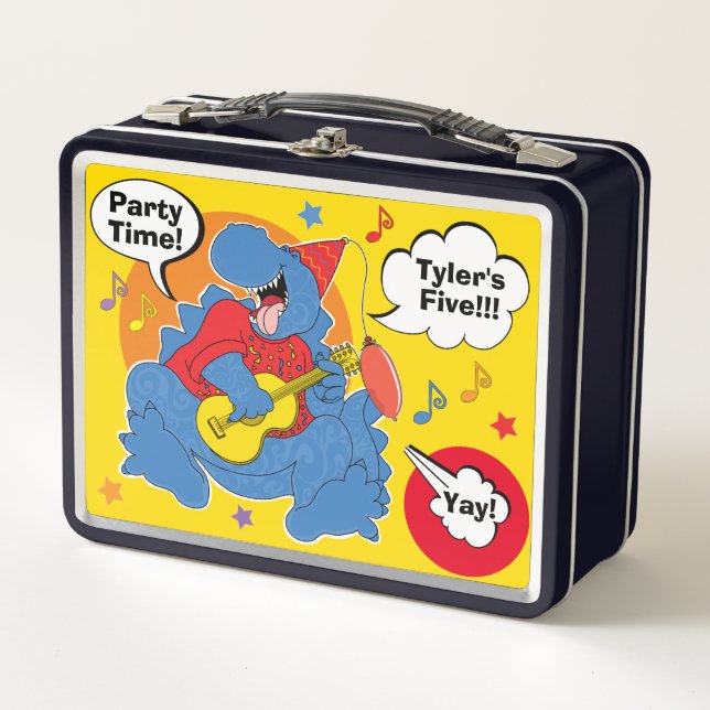Birthday Dinosaur Metall Brotdose (Vorderseite)