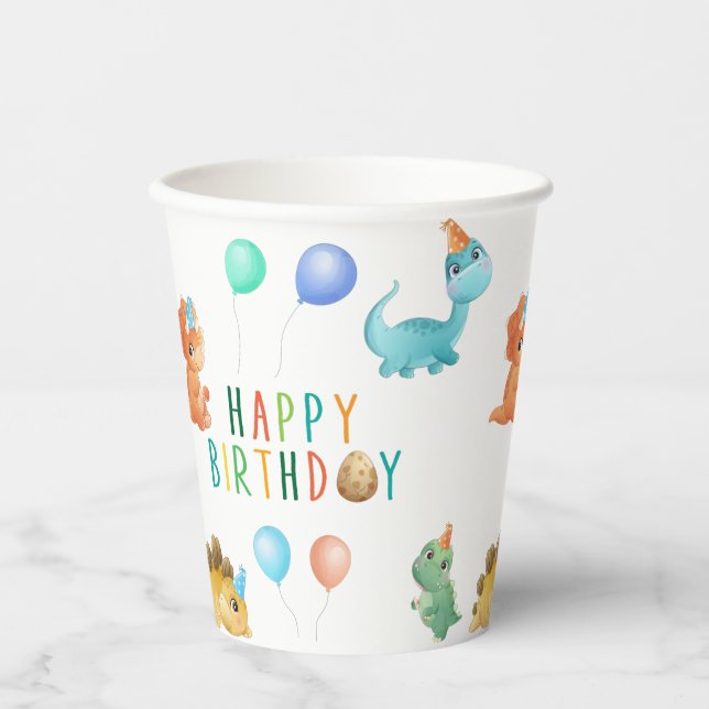 Birthday Dinosaur Pappbecher (Vorderseite)