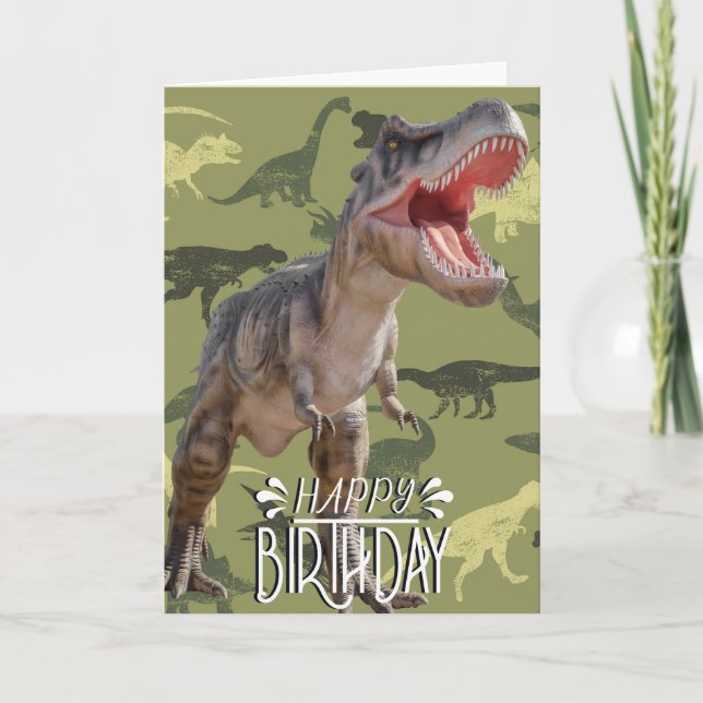 Birthday Dinosaur Pattern Jurassic World Karte (Vorderseite)