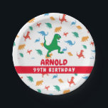Birthday Dinosaur T Rex Colorful Jurassic Kid Name Pappteller<br><div class="desc">Dinosaurier Muster-Design,  bereit,  mit dem Namen Ihres Kindes zu personalisieren! Machen wir ein Jurassisches Party!</div>