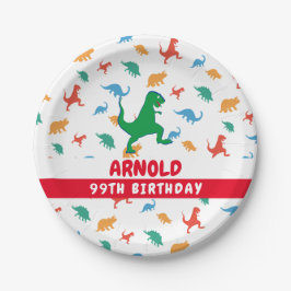 Birthday Dinosaur T Rex Colorful Jurassic Kid Name Pappteller