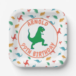 Birthday Dinosaur T Rex Kids Jurassic Prehistorisc Pappteller