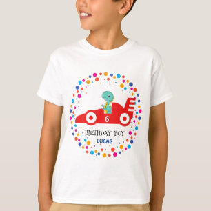Birthday Dinosaurier Rennfahrer Red Racing Kind Na T-Shirt
