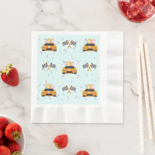 Birthday Dinosaurier Rennwagen gelber Junge Name Serviette