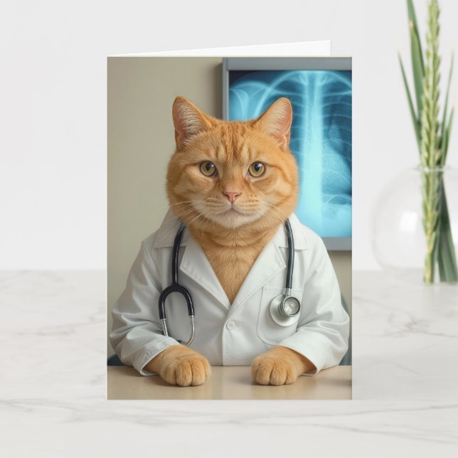 Birthday Doctor Cat with Stethoscope Karte (Vorderseite)