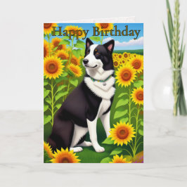Birthday Dog with Sunflower  Karte