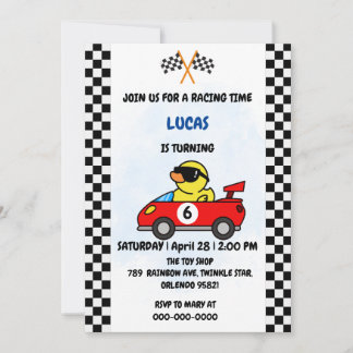 Birthday Duck Rennen Auto Junge Red Racing Kinder  Einladung