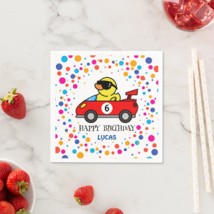 Birthday DUCK Rennfahrer Roter Rennfahrer Name Kin Serviette