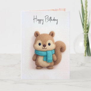 Birthday Eichhörnchen Fuzzle Felt mit Scarf Karte
