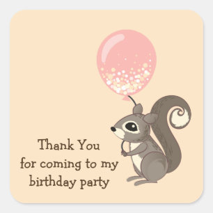 Birthday Eichhörnchen Holloon Quadratischer Aufkleber