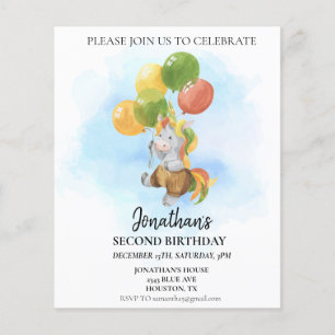 Birthday Einicorn mit Balloons Wasserfarbe