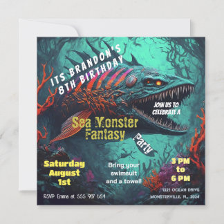 Birthday Einladung Sea Monster Fantasy
