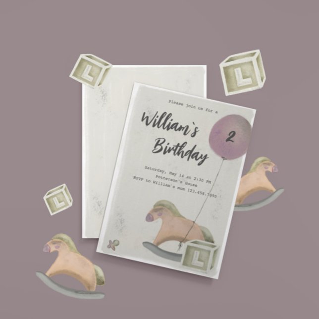 Birthday Einladung Toys Rocking Pferd Ballon (Von Creator hochgeladen)