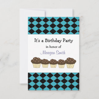 Birthday Einladung von Black and Blue Diamond