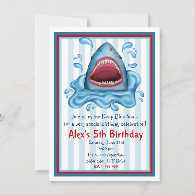 Birthday Einladungen für Haie (Vorderseite)