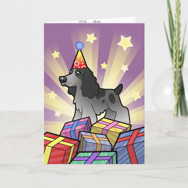 Birthday English Cocker Spanel Karte (Vorderseite)