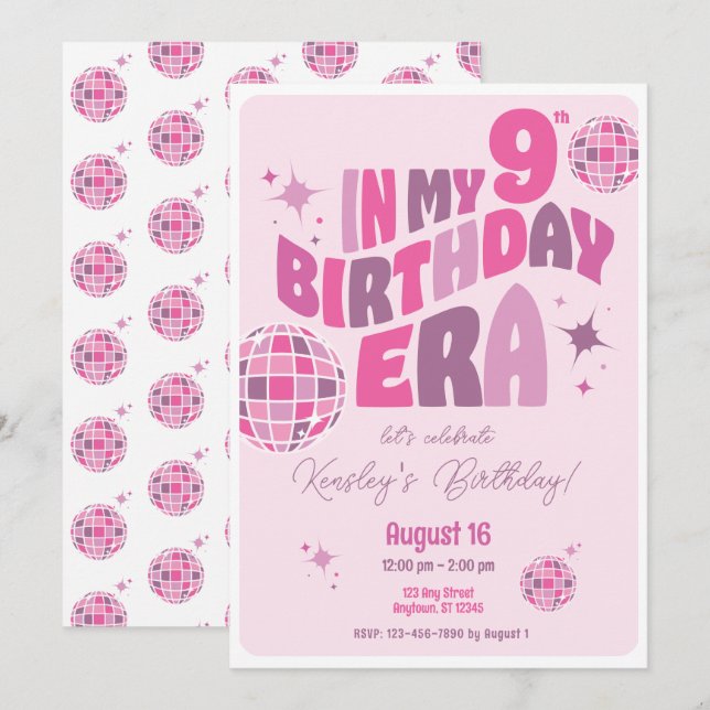 Birthday Era Disco Music Party Einladung (Vorne/Hinten)