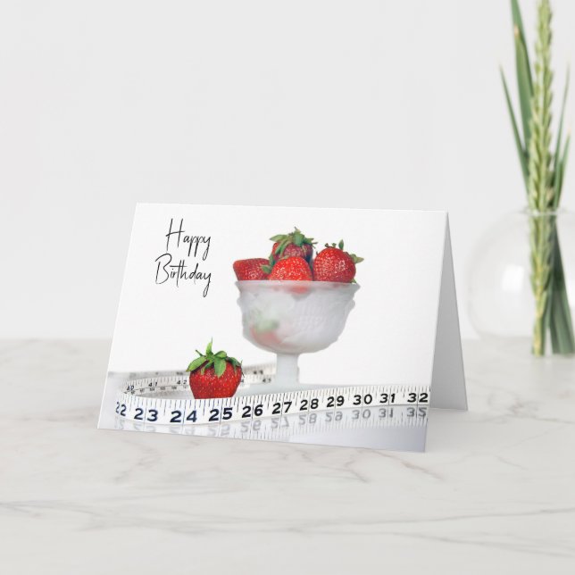 Birthday Erdbeeren mit Tape Measure Karte (Vorderseite)