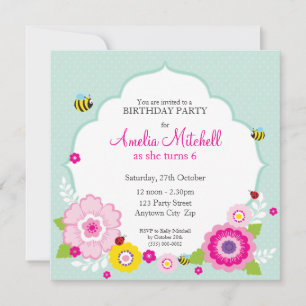 BIRTHDAY ERSUCHT: Gartenanlage Blume 2 Einladung