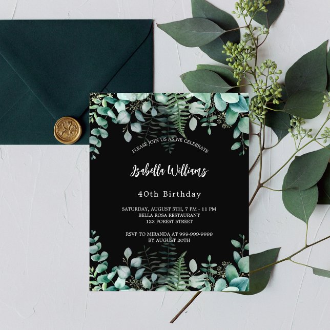 Birthday Eucalyptus black forest budget budget Flyer (Von Creator hochgeladen)