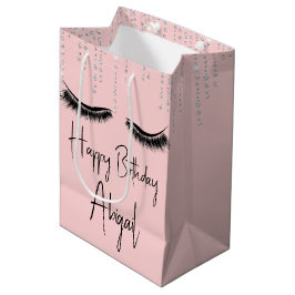Birthday Eyelashes mit Bling on Pink Mittlere Geschenktüte