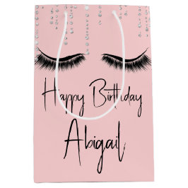 Birthday Eyelashes mit Bling on Pink Mittlere Geschenktüte