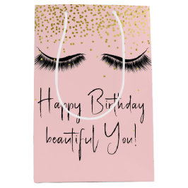 Birthday Eyelashes mit Gold Glitzer Mittlere Geschenktüte