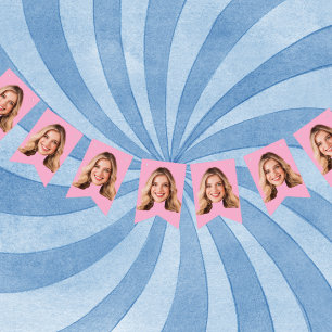 Birthday Face Banner, Custom Face Banner, Face Wimpelkette