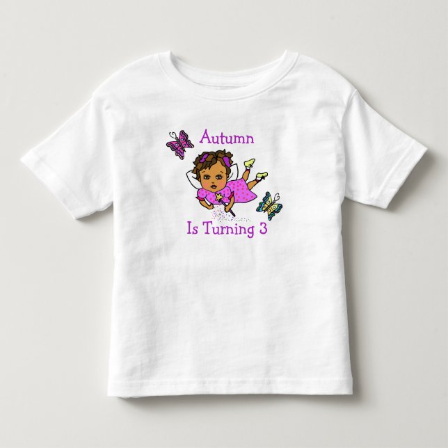 Birthday Fairy and Butterfells Age and Name Kleinkind T-shirt (Vorderseite)