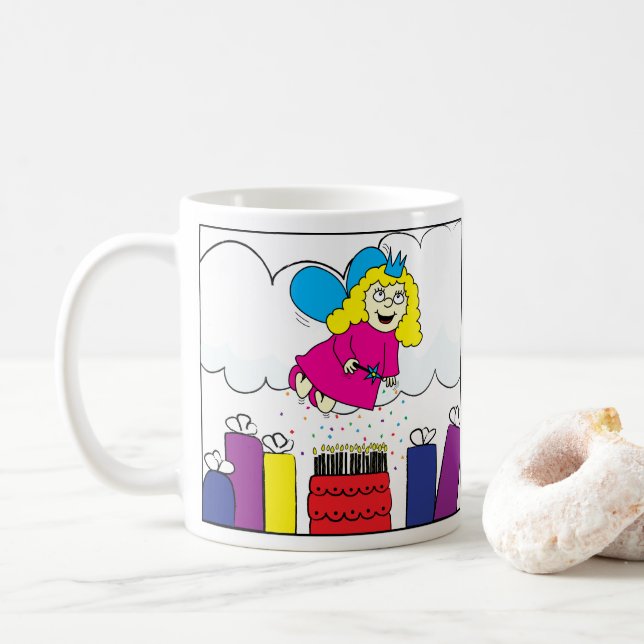 Birthday Fairy auf klassisch-weiße Tasse (Mit Donut)