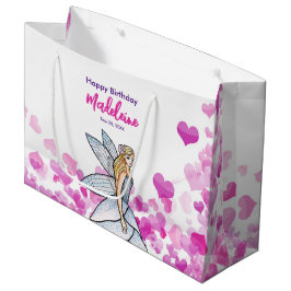Birthday Fairy Princess Pink Hearts Fashion Sketch Große Geschenktüte