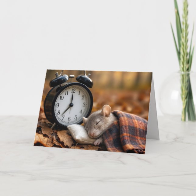 Birthday Fall Back Time Change With Mouse Karte (Vorderseite)