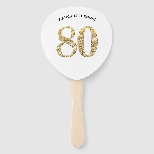 BIRTHDAY FAN Moderner, schicke Goldgolden Glitzer  Fächer (Vorderseite)