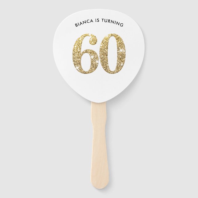 BIRTHDAY FAN Moderner, schicker Glitzer 60. Fächer (Vorderseite)