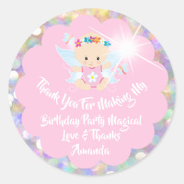 Birthday Favor Baby Dusche Pink Glitzer Fairly Runder Aufkleber