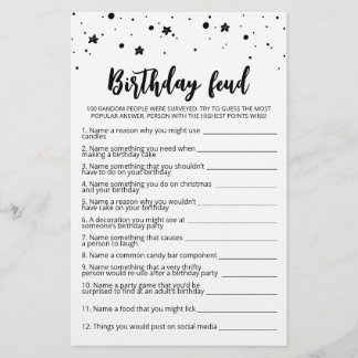 Birthday Feud Spiel mit Answers