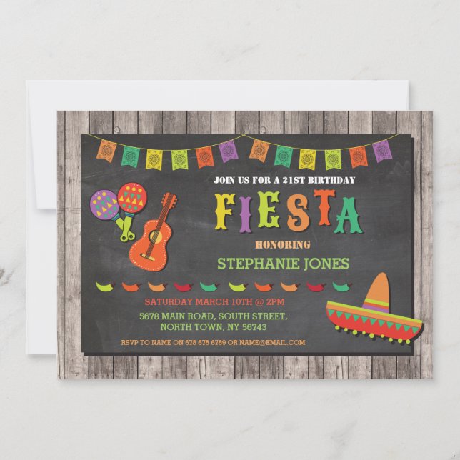 Birthday Fiesta Mexiko Mexikanisches Party einlade Einladung (Vorderseite)