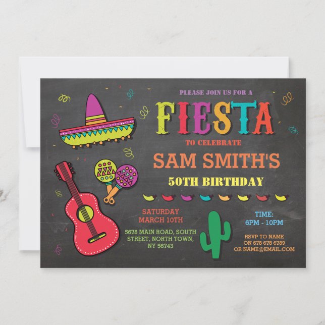 Birthday Fiesta Mexiko Mexikanisches Party einlade Einladung (Vorderseite)
