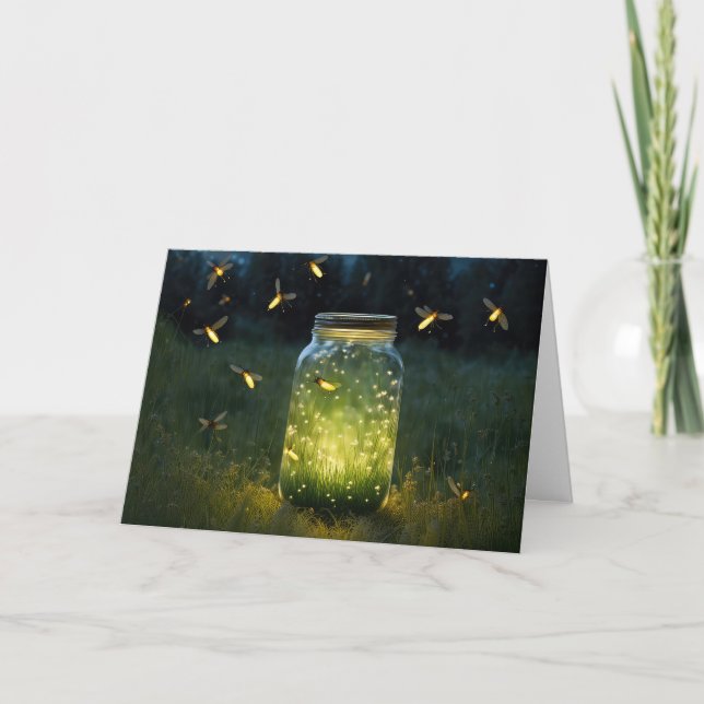 Birthday Fireflies Jar Karte (Vorderseite)