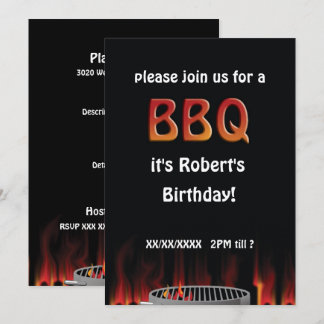 Birthday Flaming Hot GRILLEN Party Einladung