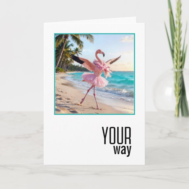 Birthday Flamingo Wearing Pink Tutu Karte (Vorderseite)