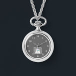 Birthday Fluffy White Cat Silver Necklace Watch Armbanduhr<br><div class="desc">Sie können jetzt meinen Geburtstag bewundern,  als ich von einer bezaubernden weißen,  flauschigen Katze zeichnete,  die einen Geburtstagshut trägt,  ich nenne das zeichnend "Birthday Fluffy White Cat". Diese silberne Halskette-Uhr macht den perfekten Geburtstagsgruss.</div>
