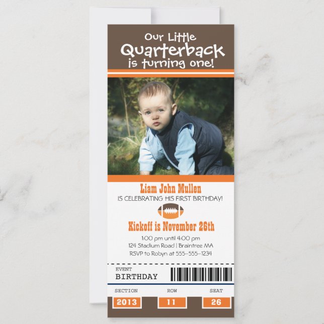Birthday Football Ticket Einladung (Vorderseite)