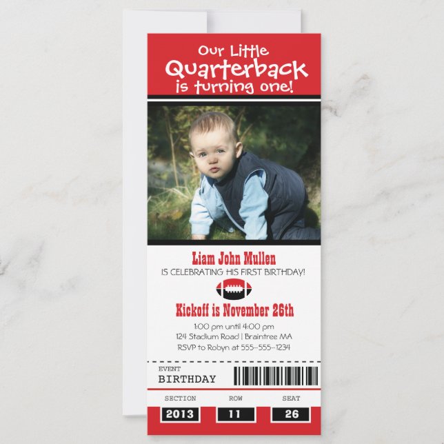Birthday Football Ticket Einladung (Vorderseite)