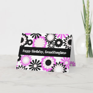 Birthday for a granddaughter, bright flowers. karte