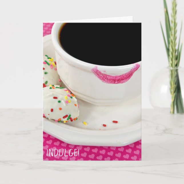 birthday for her-lipstick on coffee cup karte (Vorderseite)