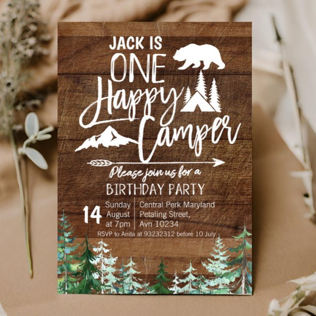 Birthday Forest Camping Party Kraft Camper Einladung (Von Creator hochgeladen)